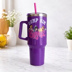 NWT Bratz stainless steel Purple “dump him” Travel Mug / tumbler